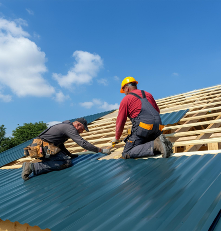 Dallas Roofings worker installing a Metal Roof
