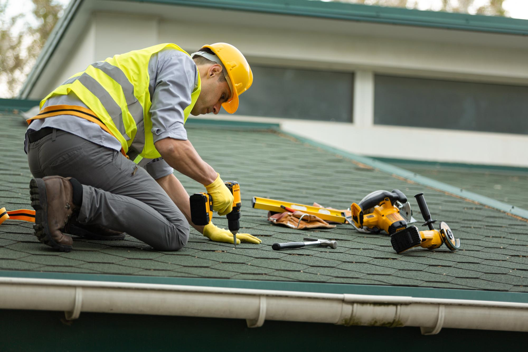 Dallas roofing experts repairing residential roof
